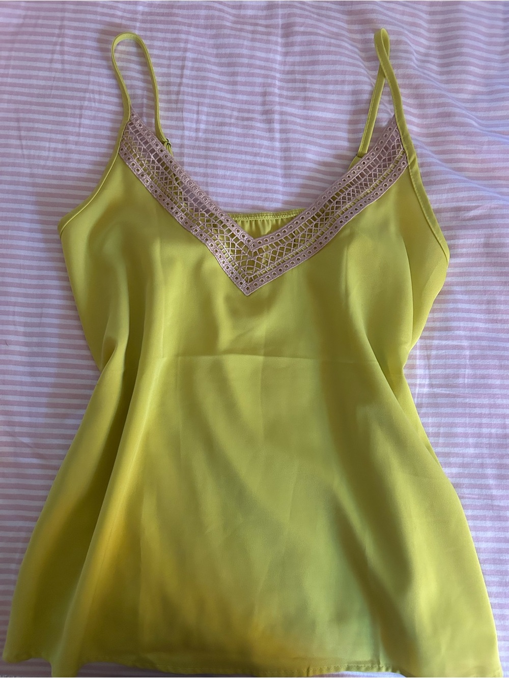 Rouge! Lemon Yellow Lace-Trim Camisole Tank